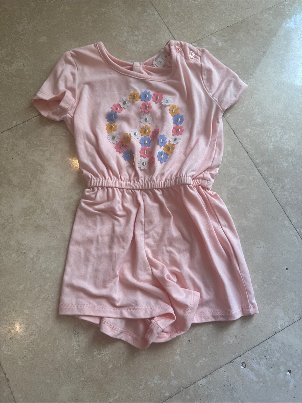 btween Pink Floral Peace Sign Romper